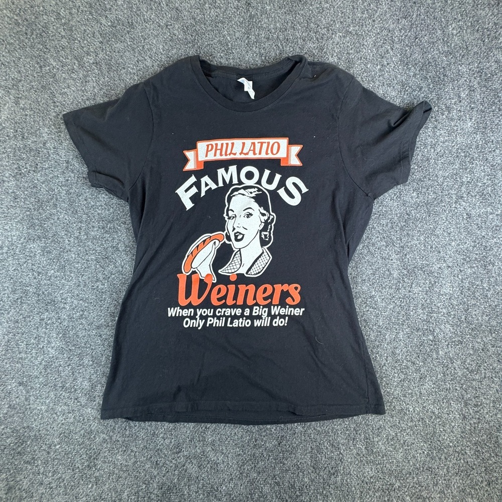 Port & Company Phil Latio Famous Weiners T Shirt Womens XL Black Graphic Print